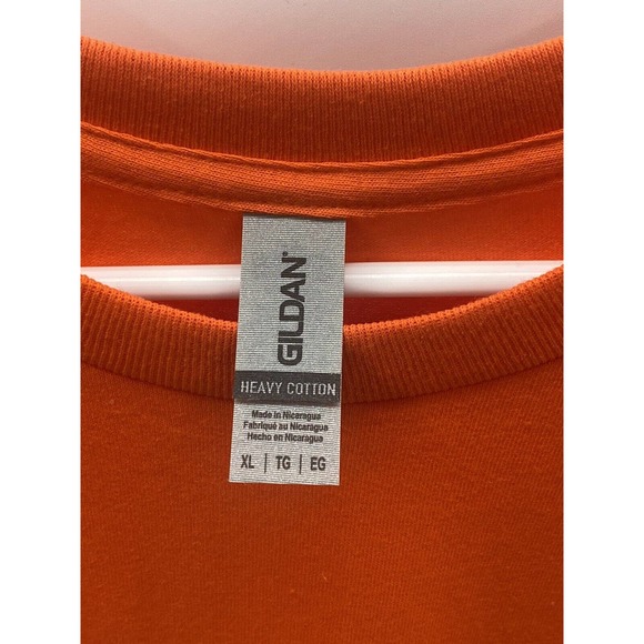 Disc Golf Shirt SASQUATCH Carrying BASKET Vinyl Custom Logo XL T-Shirt ORANGE - Picture 4 of 7